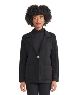 jones new york womens knit long sleeve one button blazer pxs xl