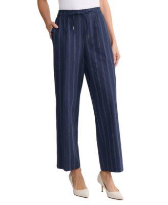 jones new york womens mid rise linen blend straight pants