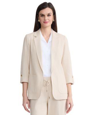 jones new york womens notch collar linen blend jacket