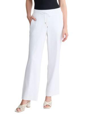 jones new york womens pull on linen blend straight leg pants