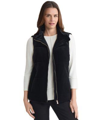 jones new york womens zippered velour quilted vest