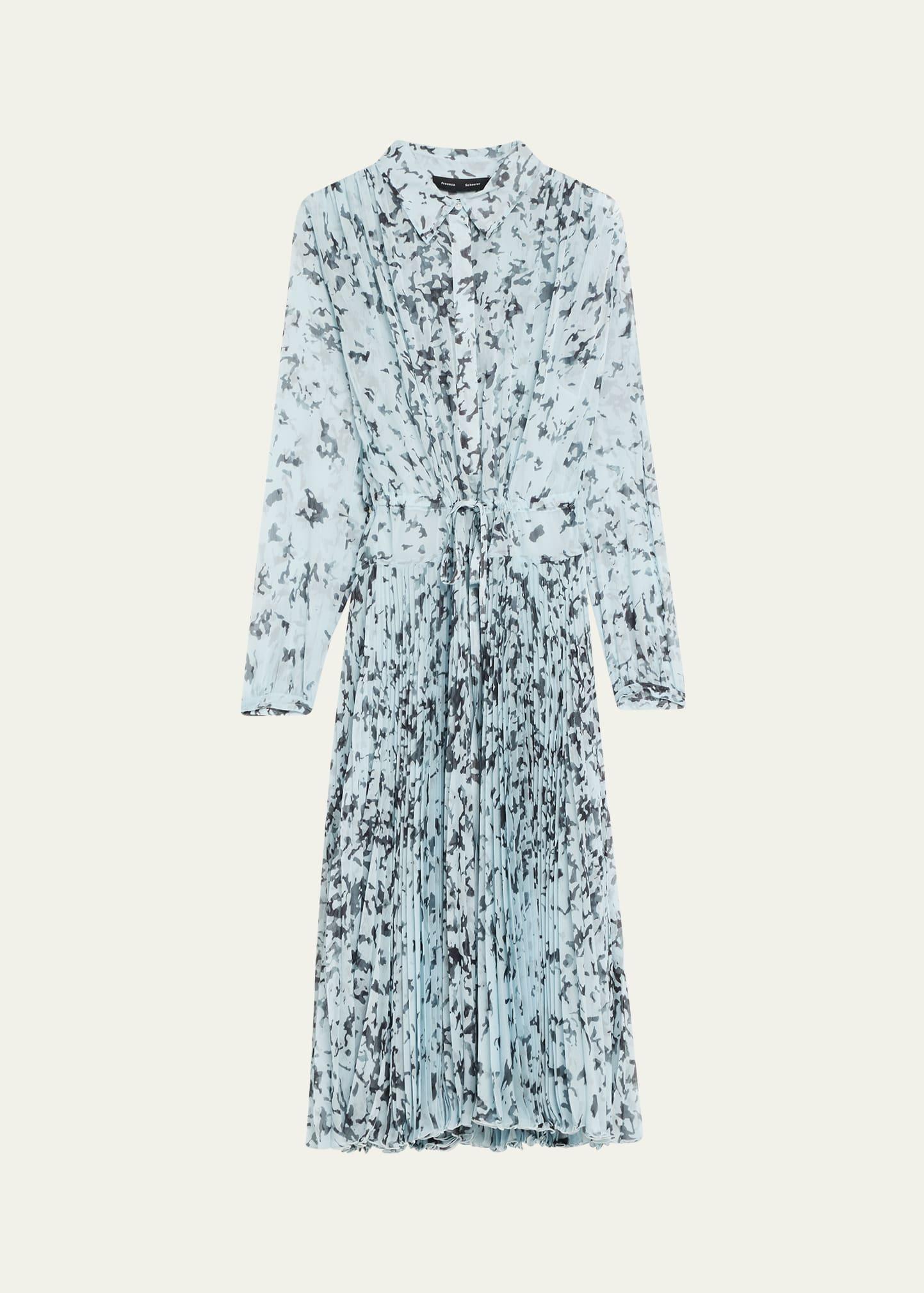 jones printed crinkle chiffon pleated dress