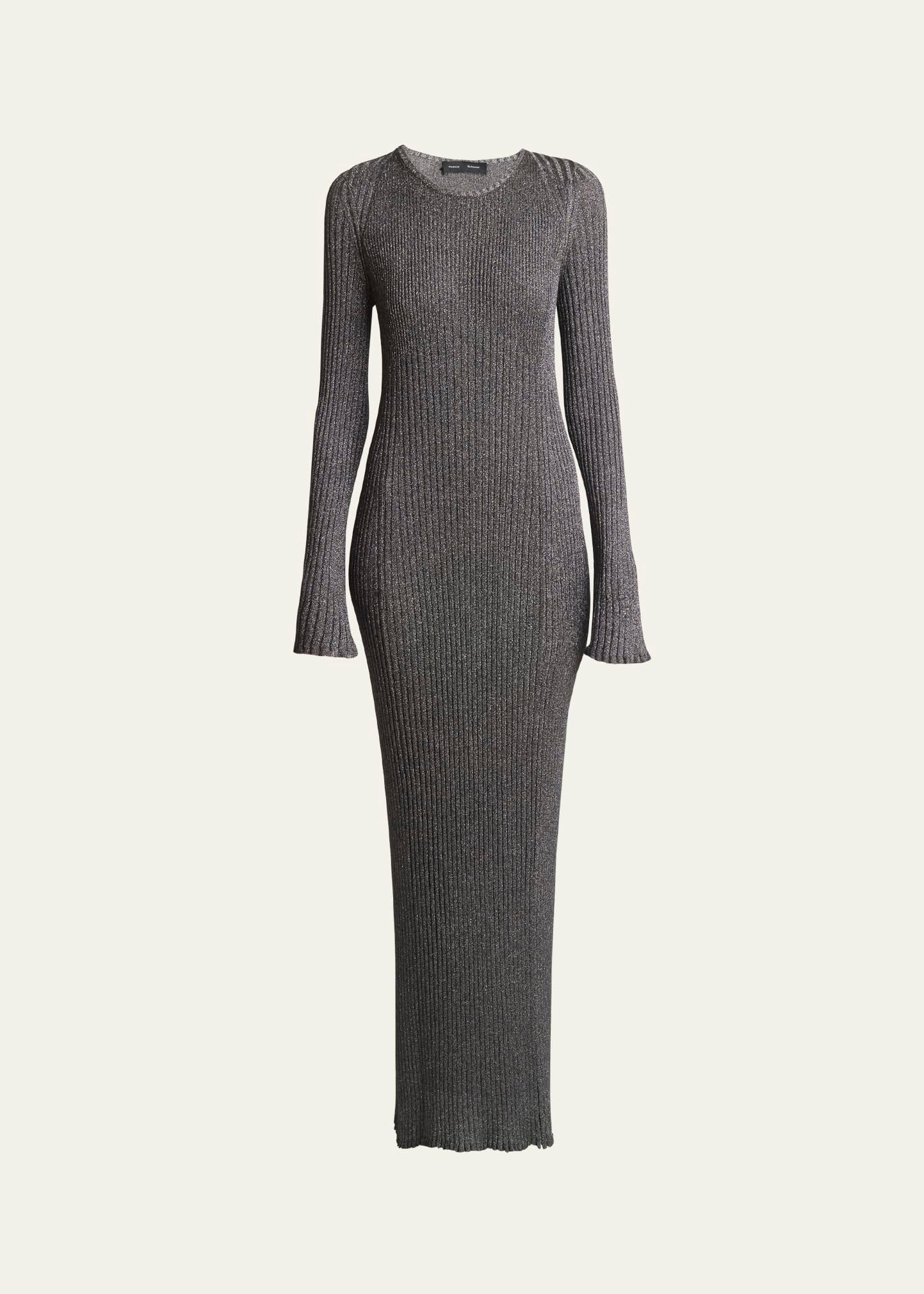 joni metallic rib long-sleeve maxi sweater dress