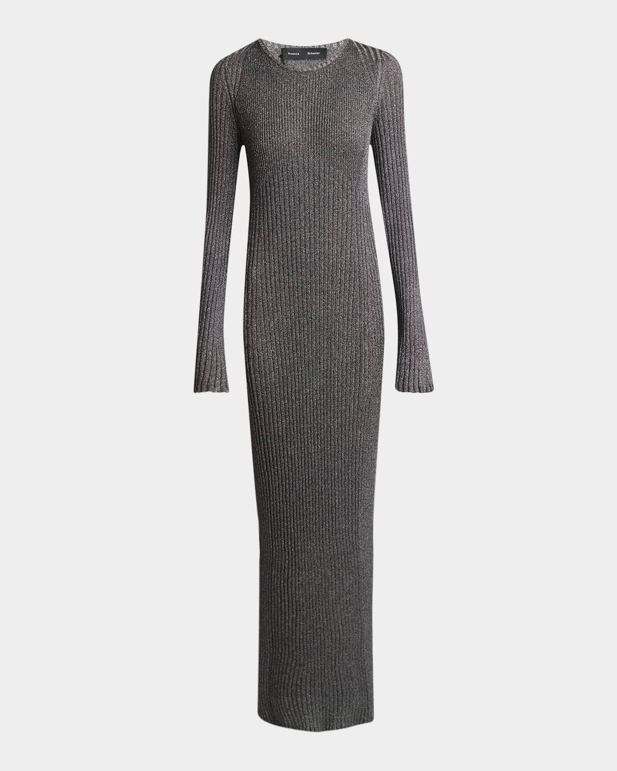joni metallic rib long-sleeve maxi sweater dress