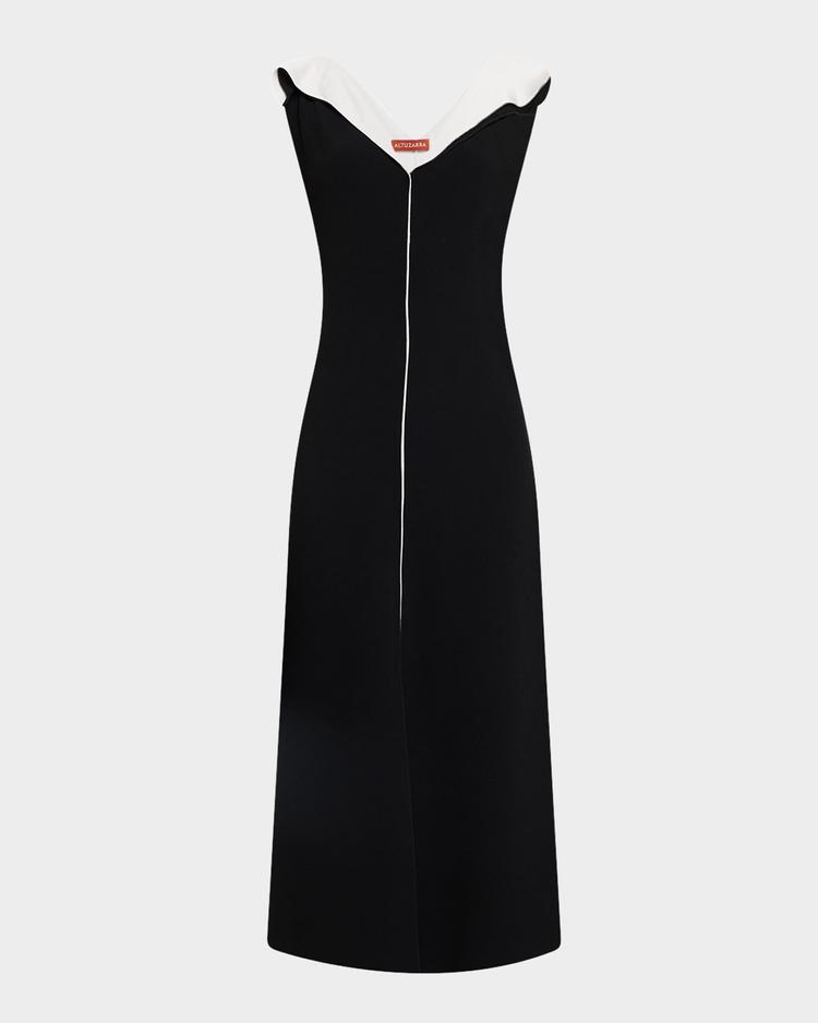 jophee layered ruffle v-neck midi dress