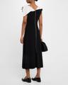 jophee layered ruffle v-neck midi dress