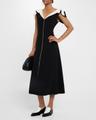jophee layered ruffle v-neck midi dress