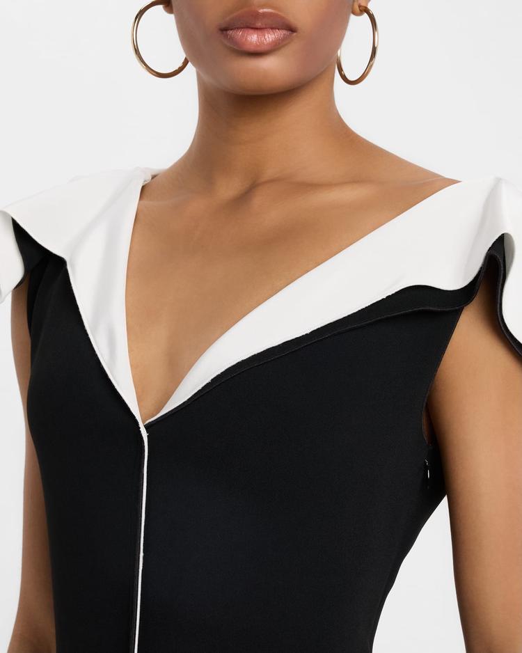 jophee layered ruffle v-neck midi dress