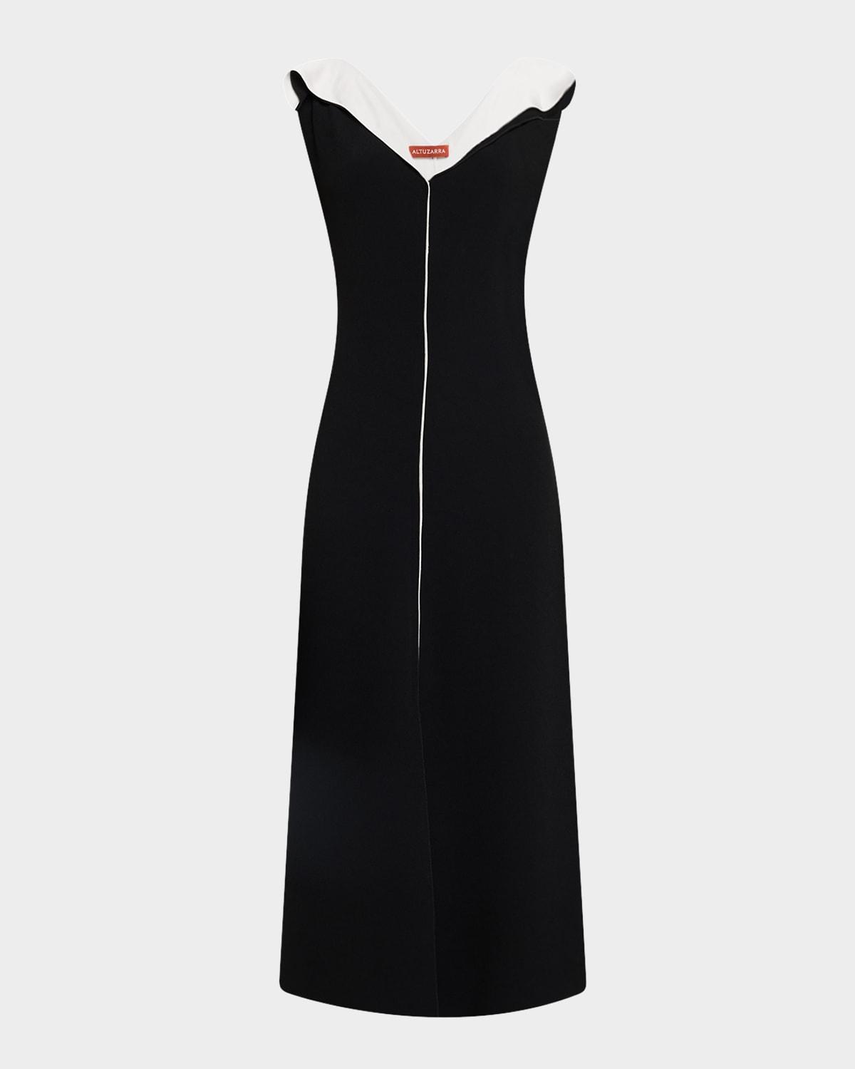 jophee layered ruffle v-neck midi dress