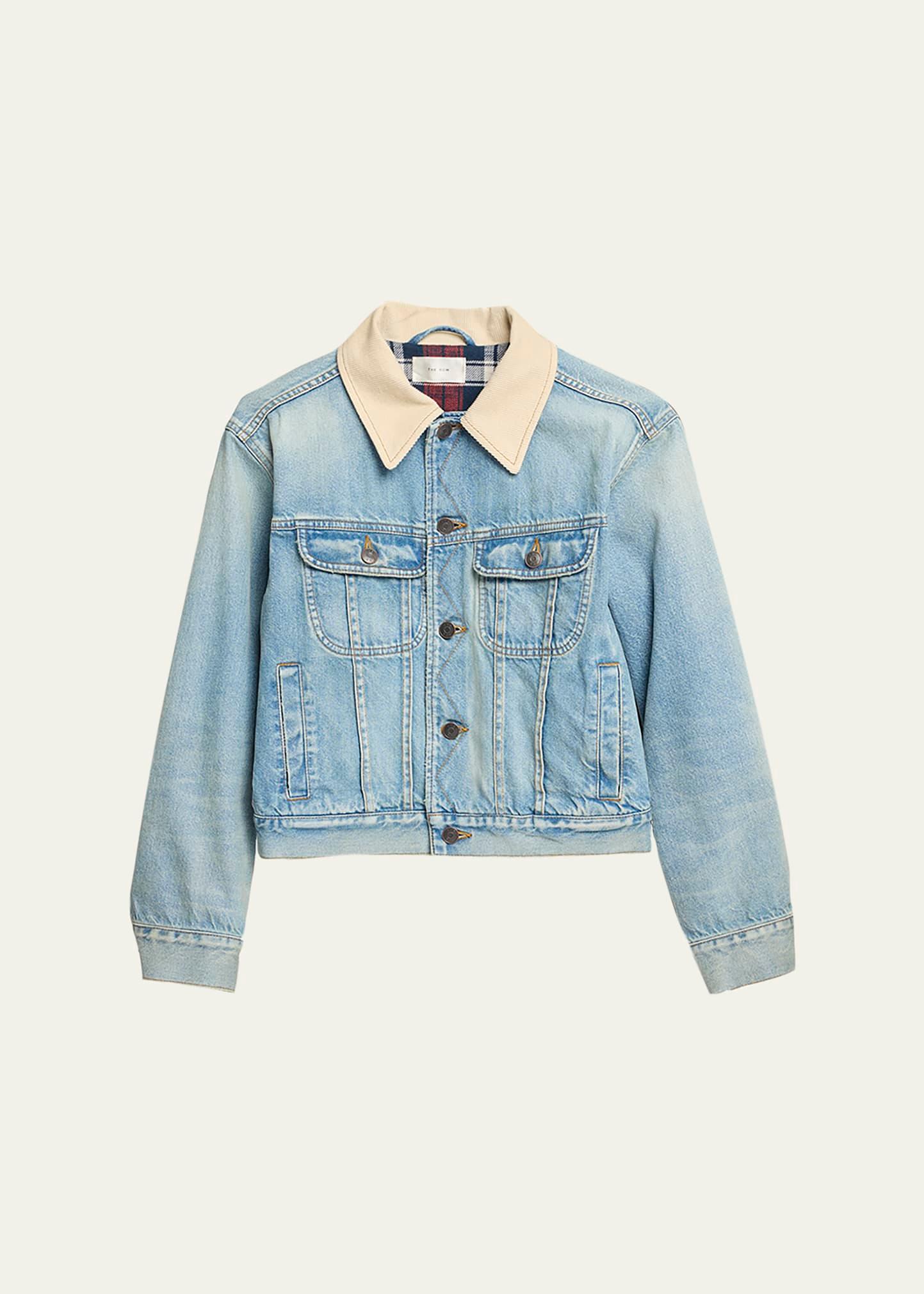 joras crop denim jacket with corduroy collar