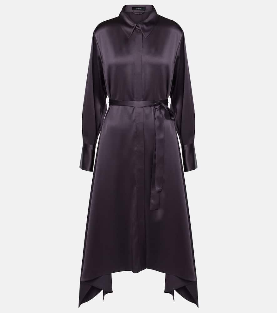 joseph cyprien belted silk satin shirt dress