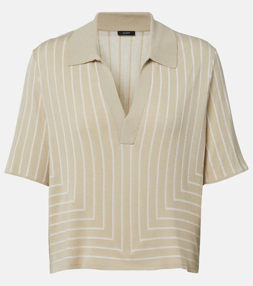 joseph striped cotton and silk polo shirt