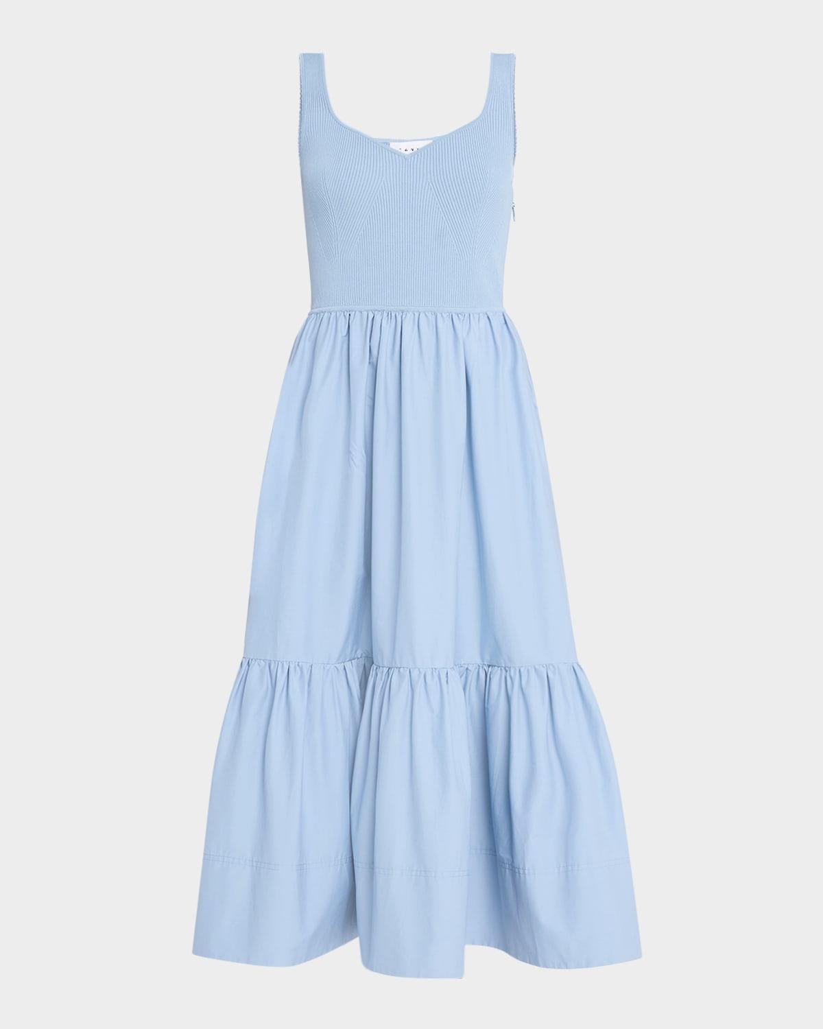 josephina sleeveless rib and poplin midi dress