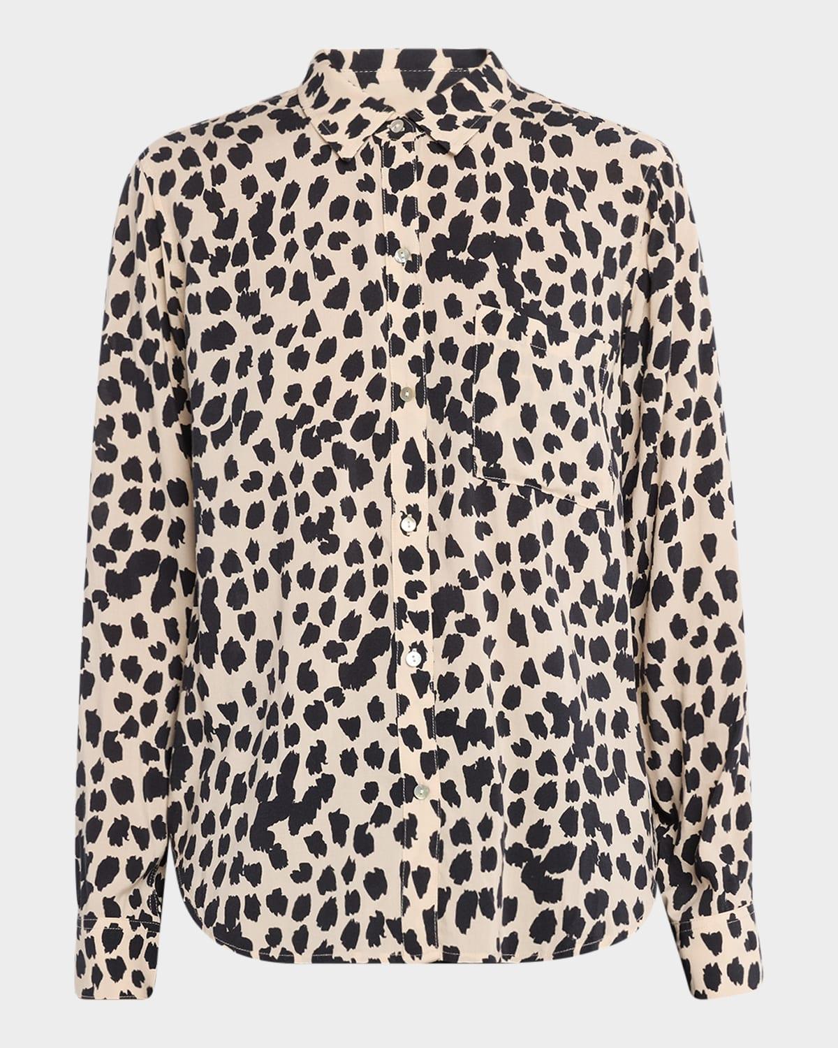 josephine button-front animal print shirt