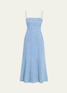 josephine sculpted denim midi dress