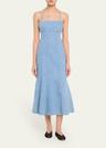 josephine sculpted denim midi dress