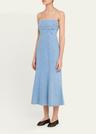 josephine sculpted denim midi dress
