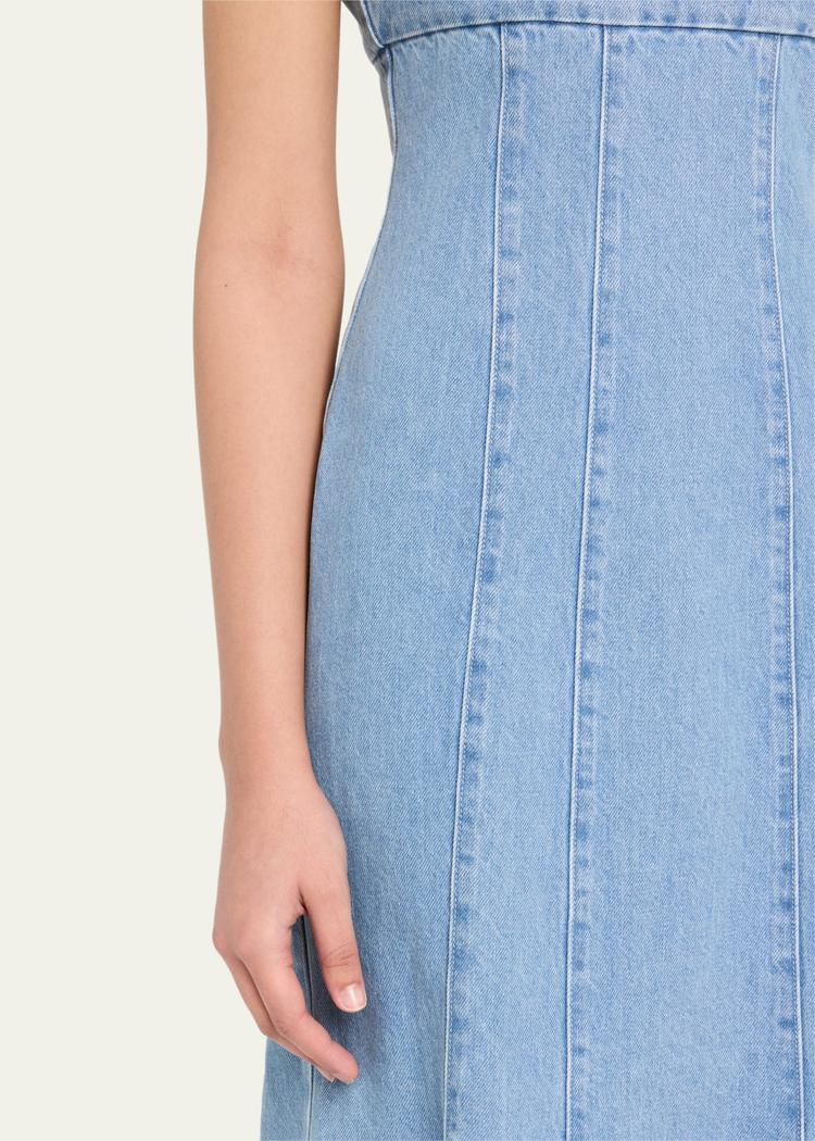 josephine sculpted denim midi dress