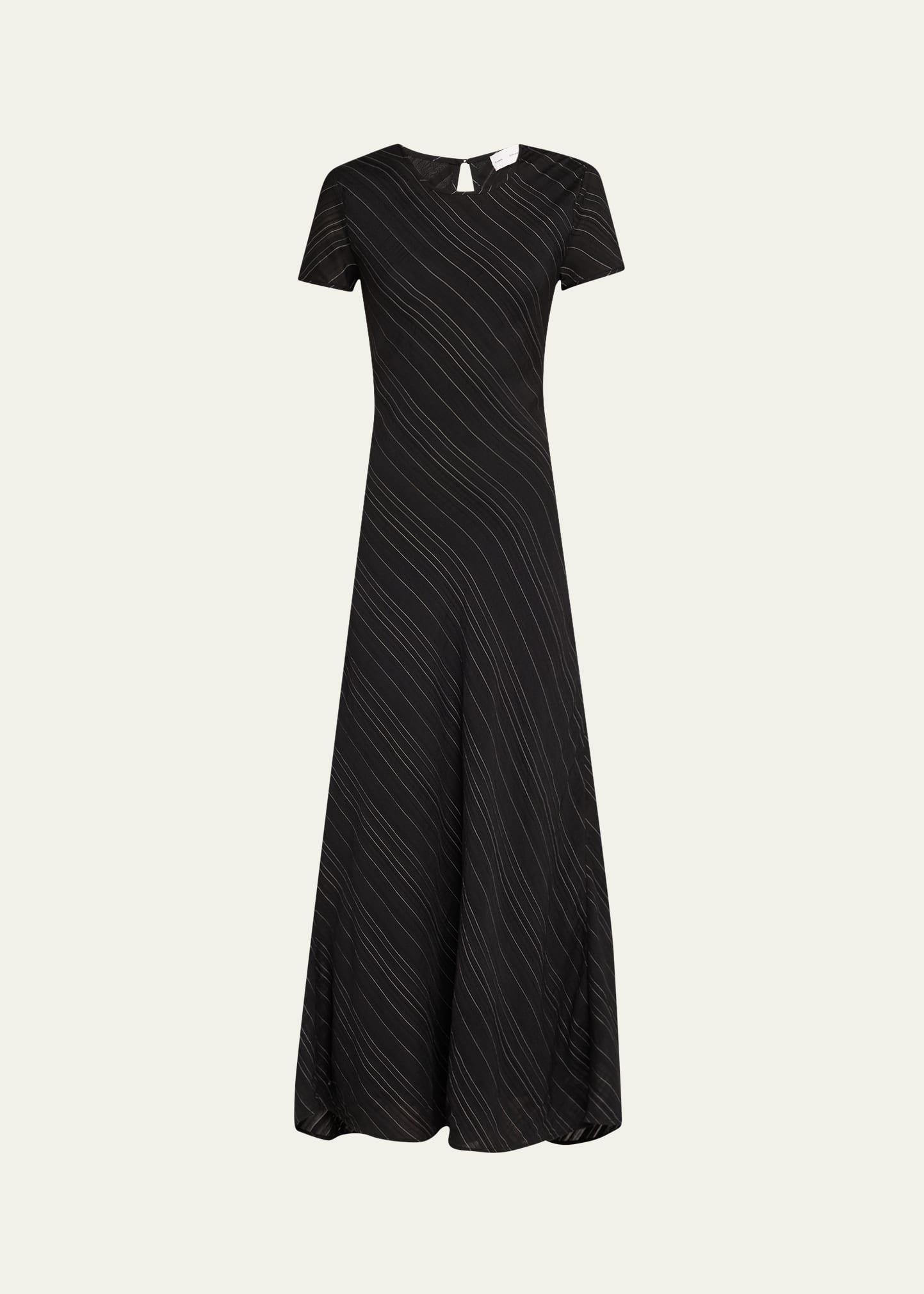 joss woven stripe short-sleeve maxi dress