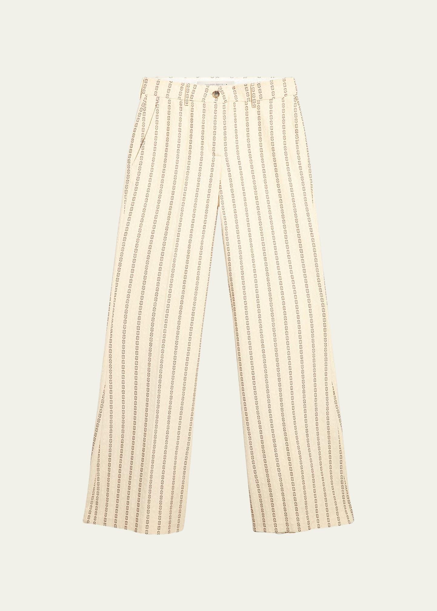 journey cotton canvas jacquard flared pants