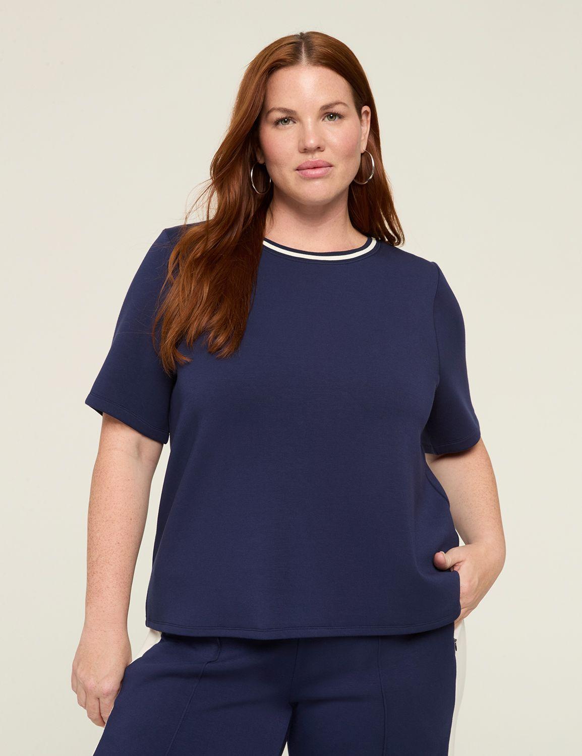 journey elbow-sleeve crew-neck trim-detail top