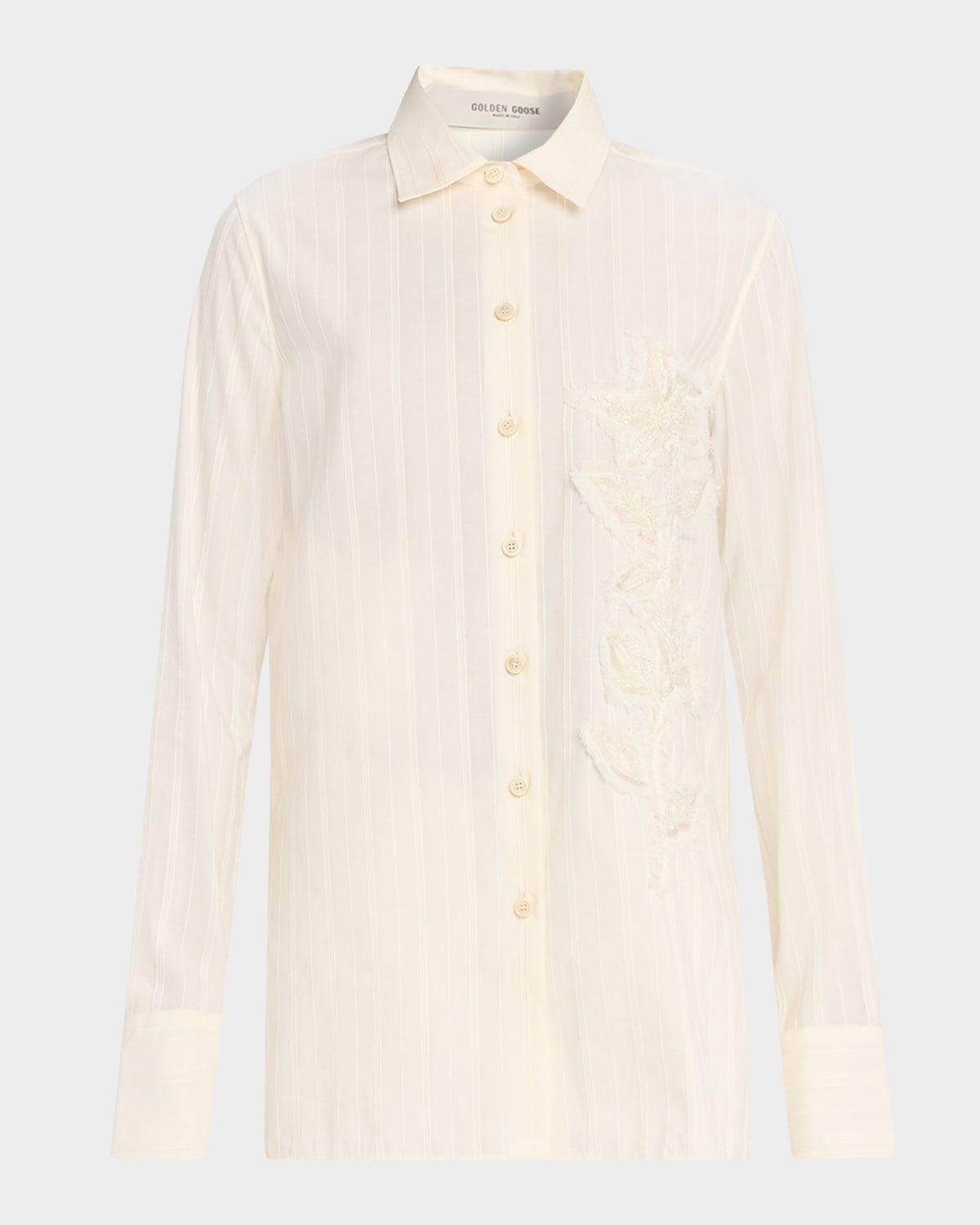 journey embroidered button-front shirt