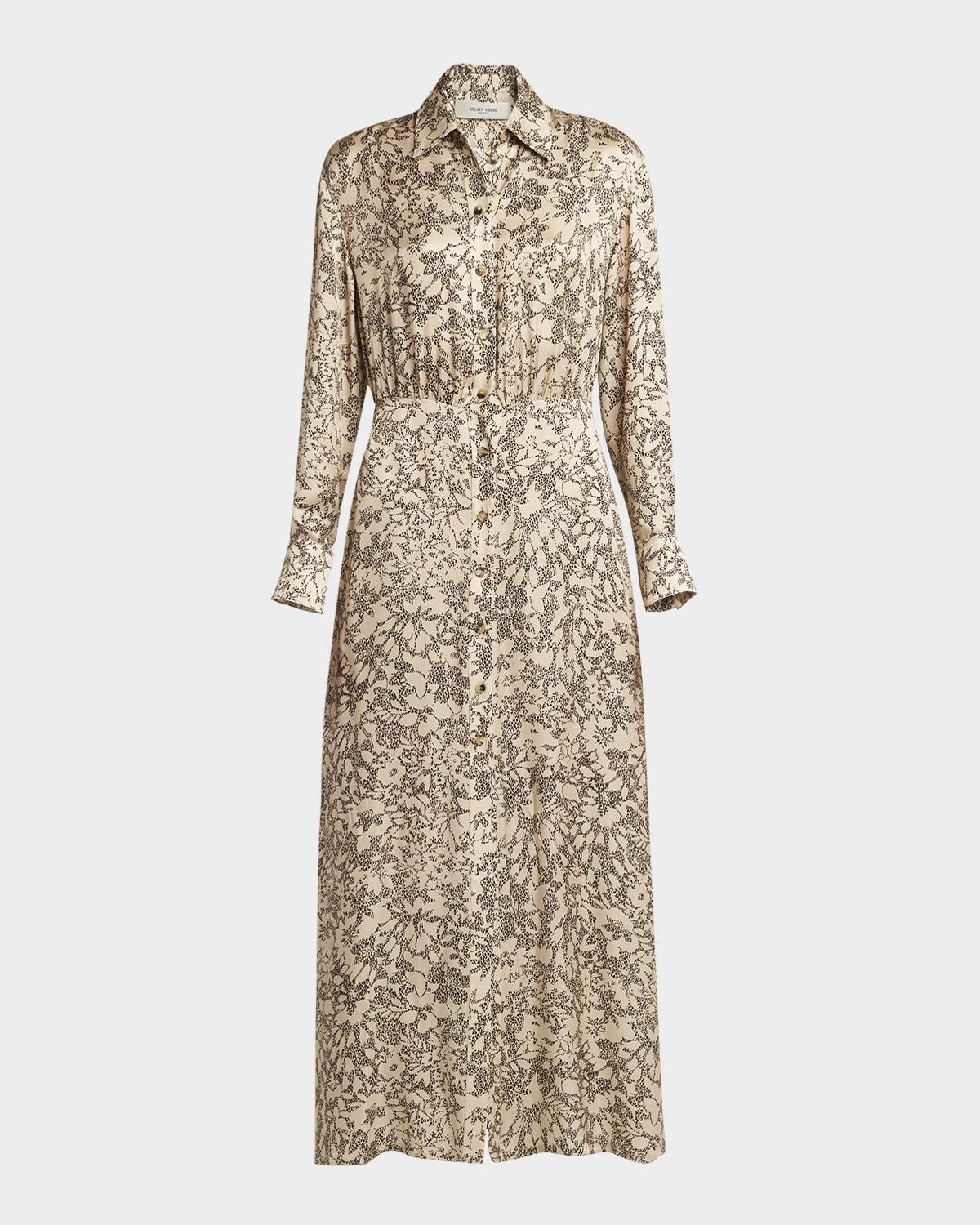 journey naike-print satin collared gown
