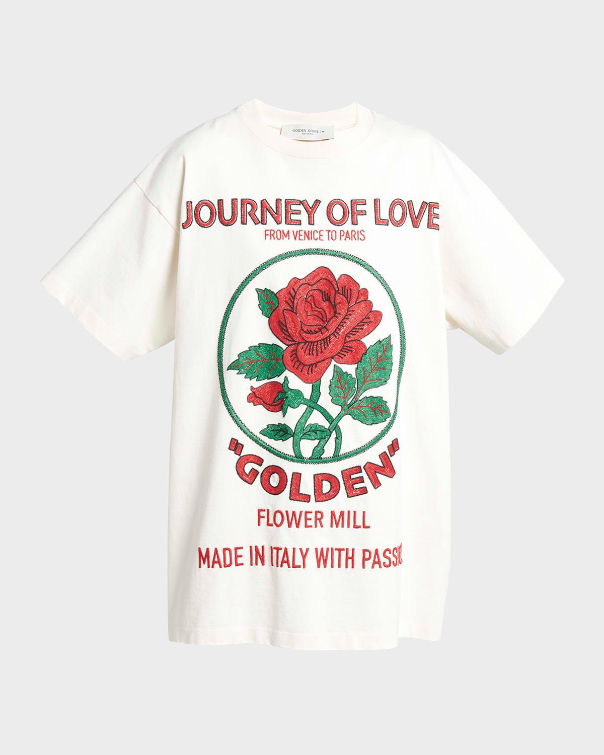 journey short-sleeve embroidered t-shirt dress