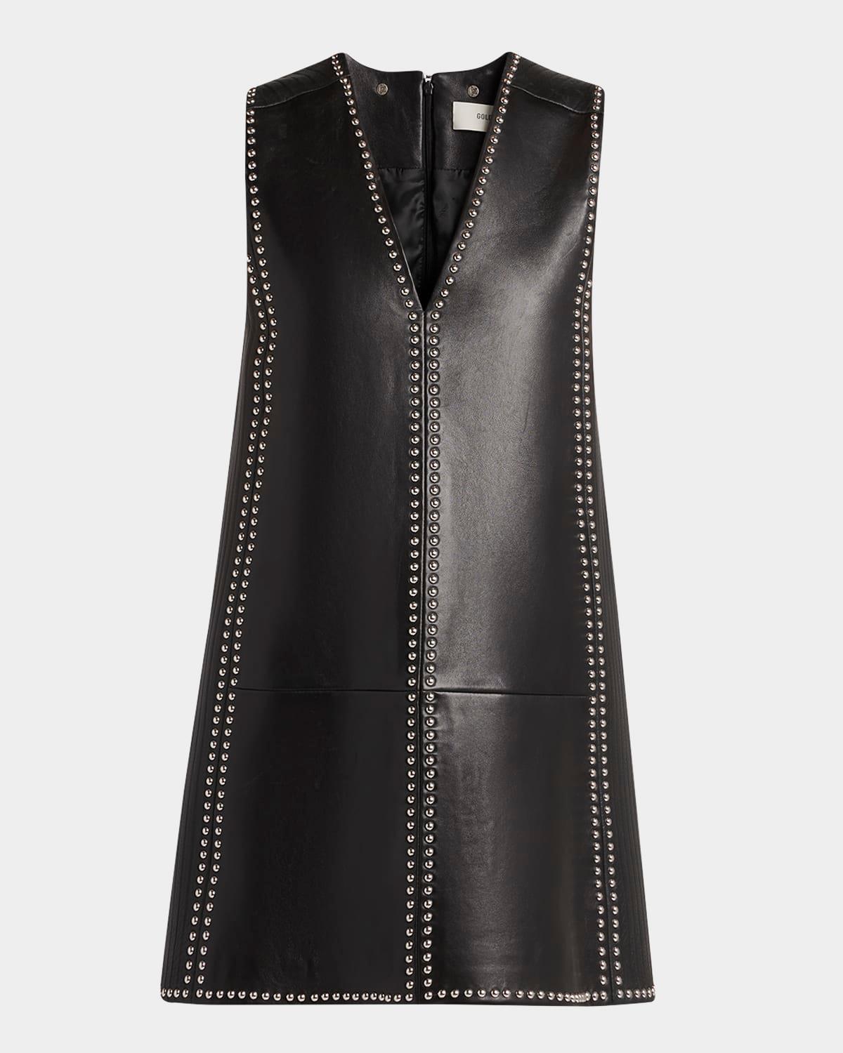 journey studded leather mini dress