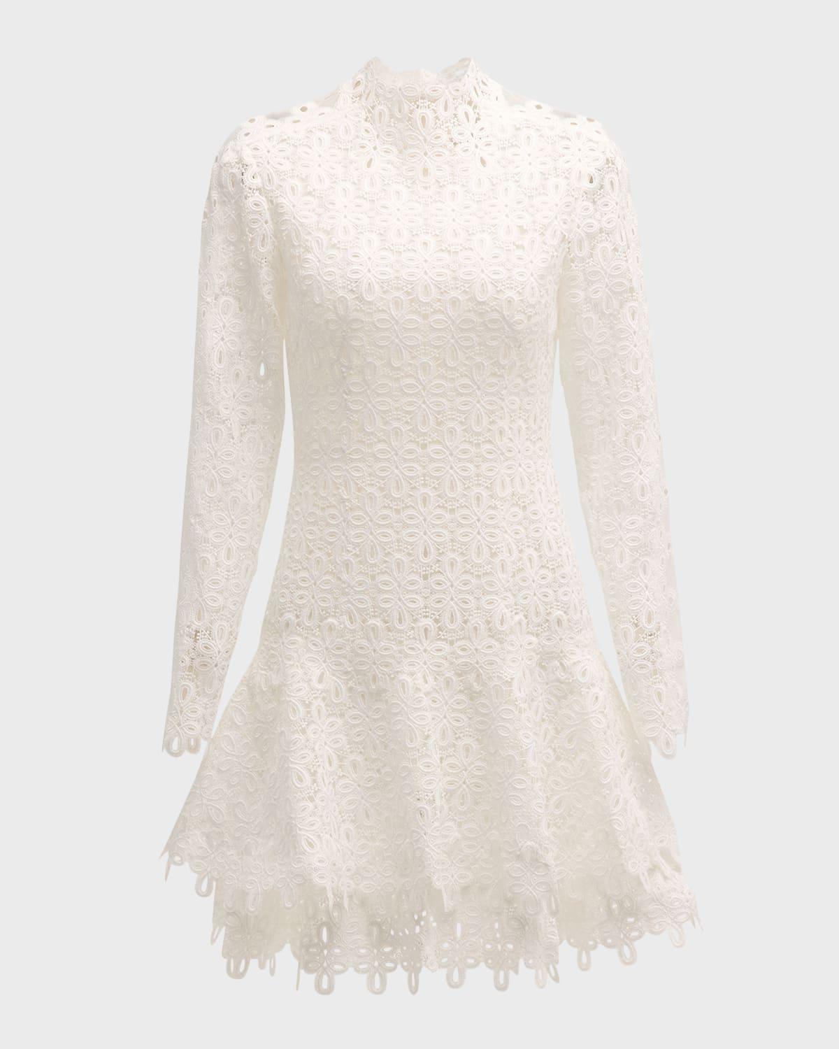 joy guipure lace long-sleeve mini dress