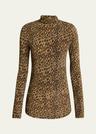 joyela leopard print jersey turtleneck top
