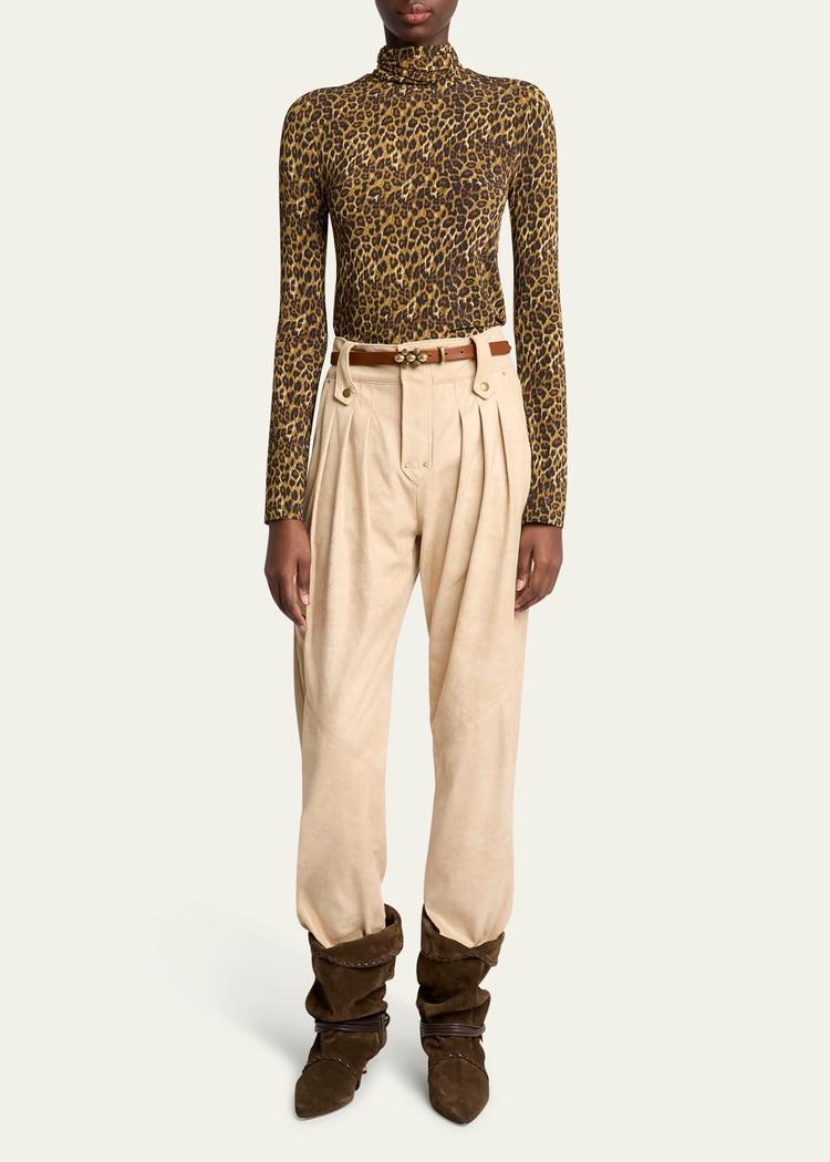 joyela leopard print jersey turtleneck top