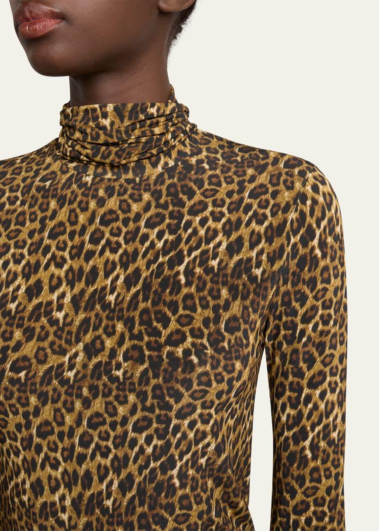joyela leopard print jersey turtleneck top
