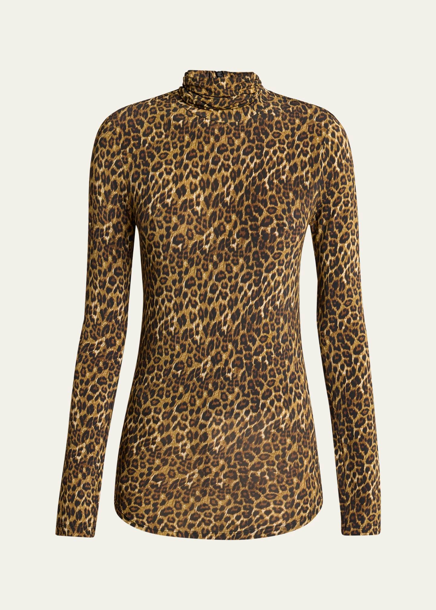 joyela leopard print jersey turtleneck top