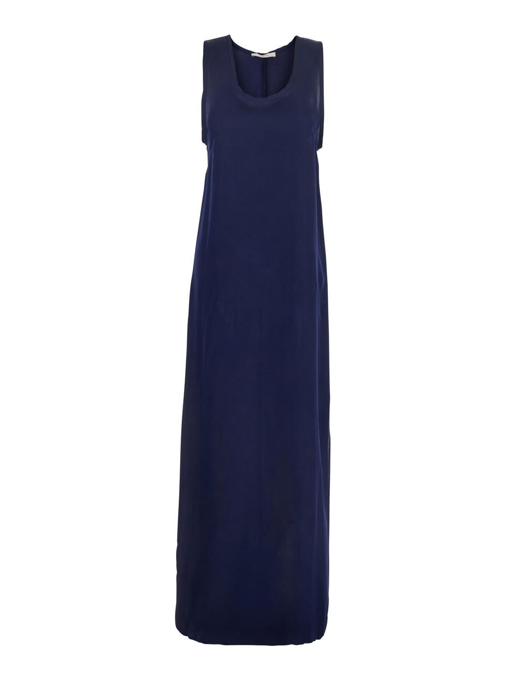 jucca blue long dress with u-neck and back closure in viscose blend woman