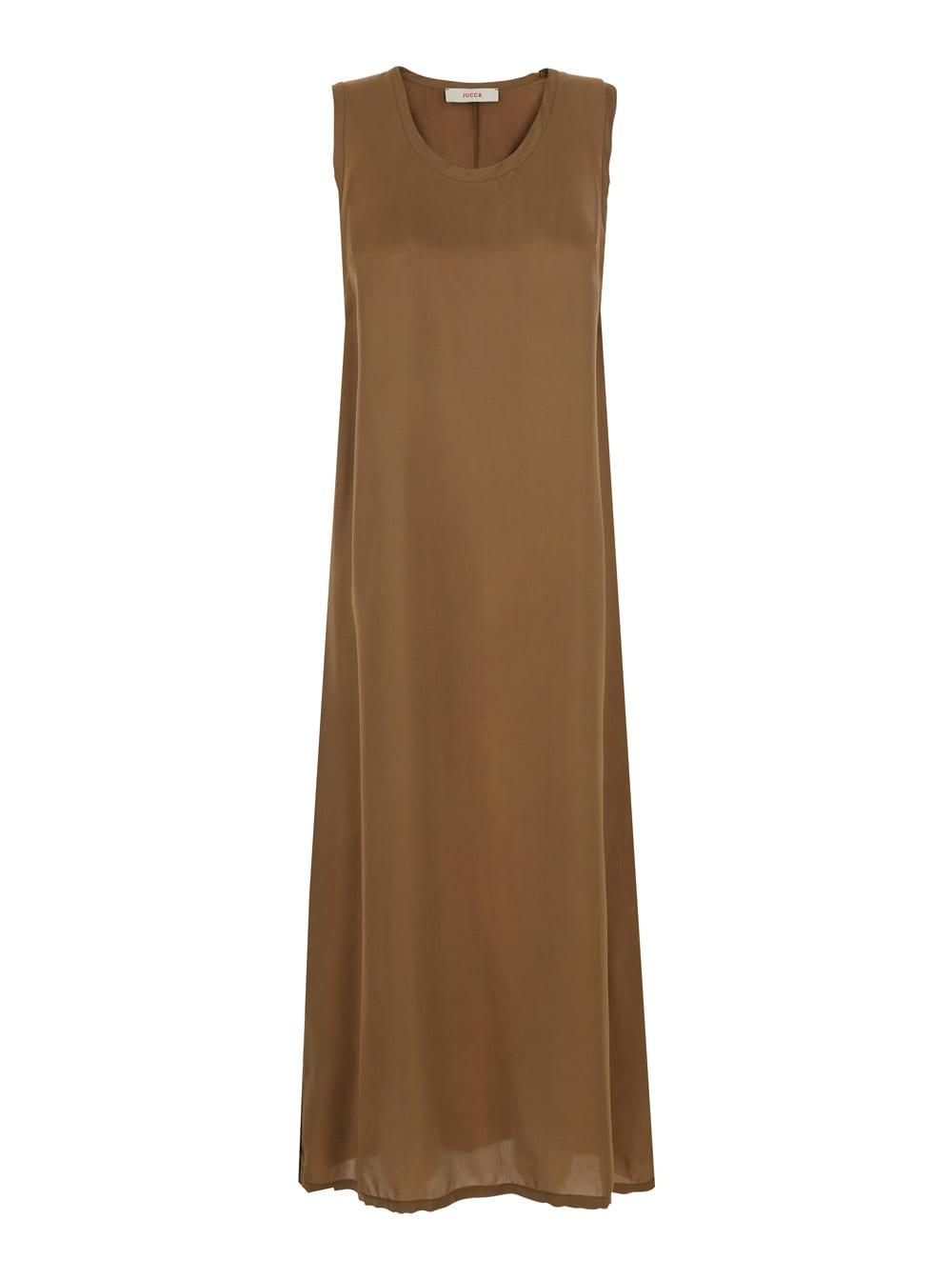jucca long viscosa dress with sleeveless viscose brown women