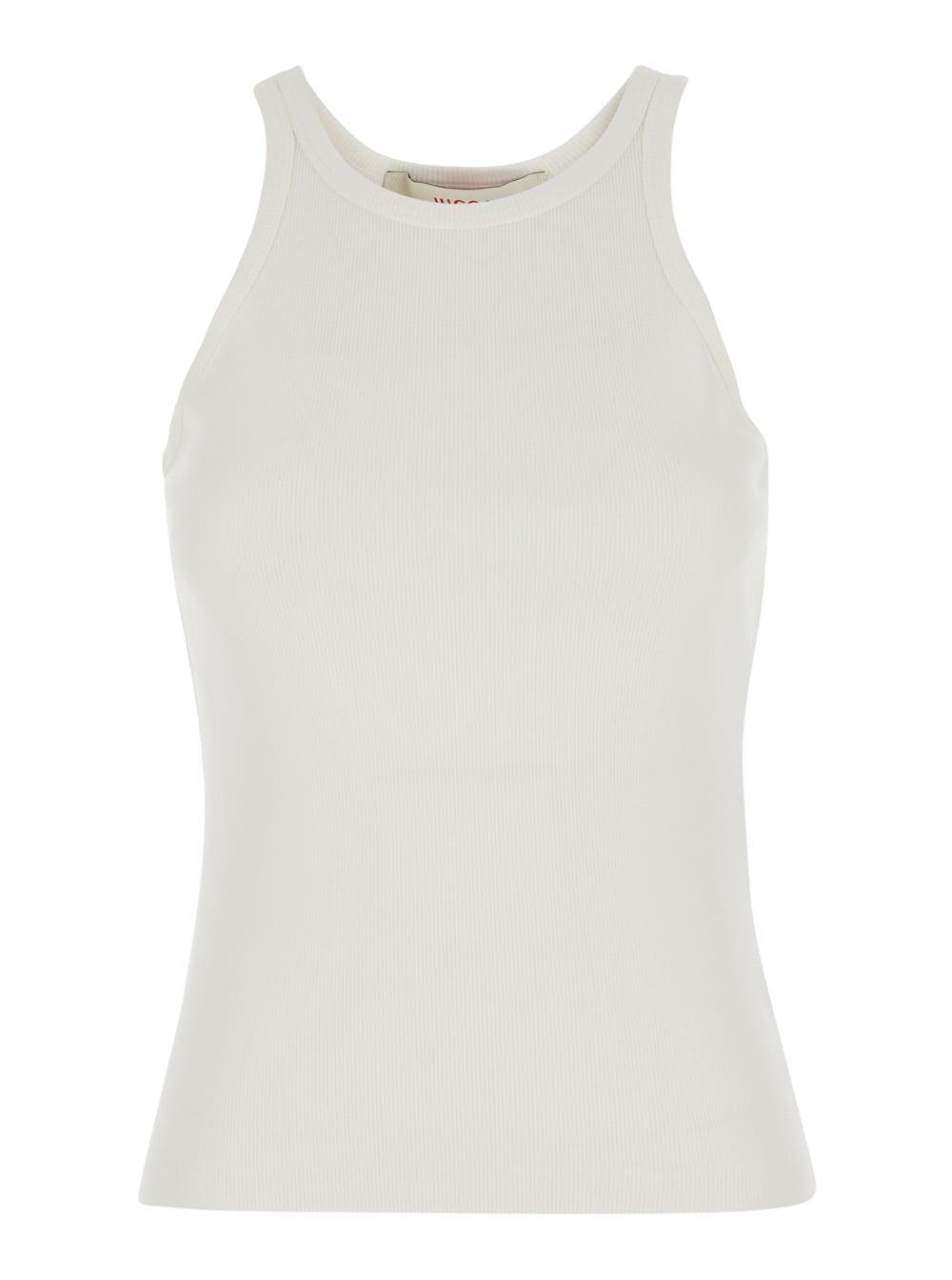 jucca ribbed tank top - white - tank top with round neckline and thin straps. made of cotton. white. women.