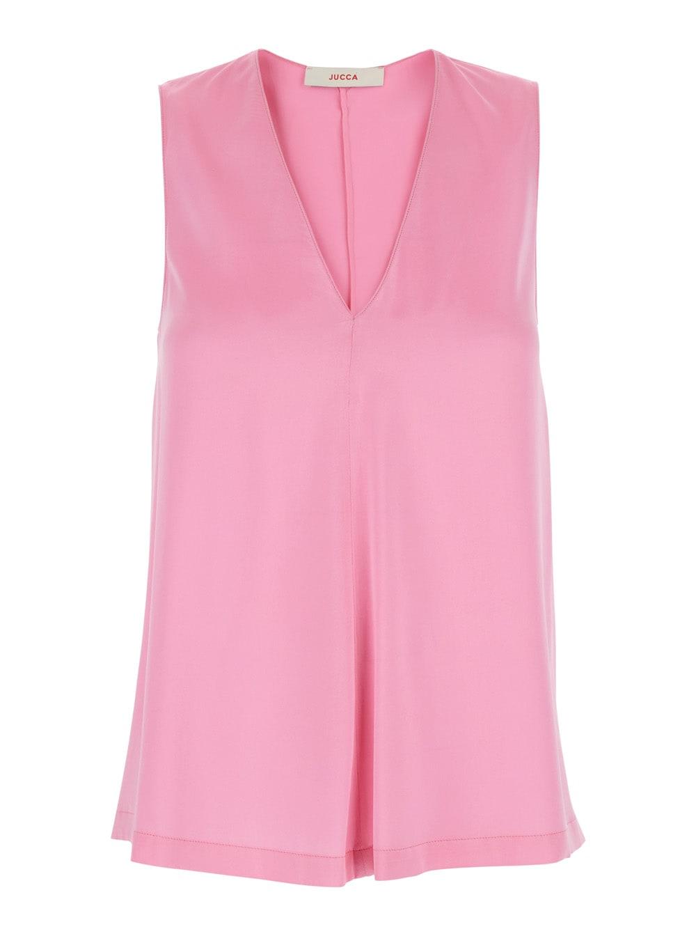 jucca sleeveless silk top with v-neck pink women