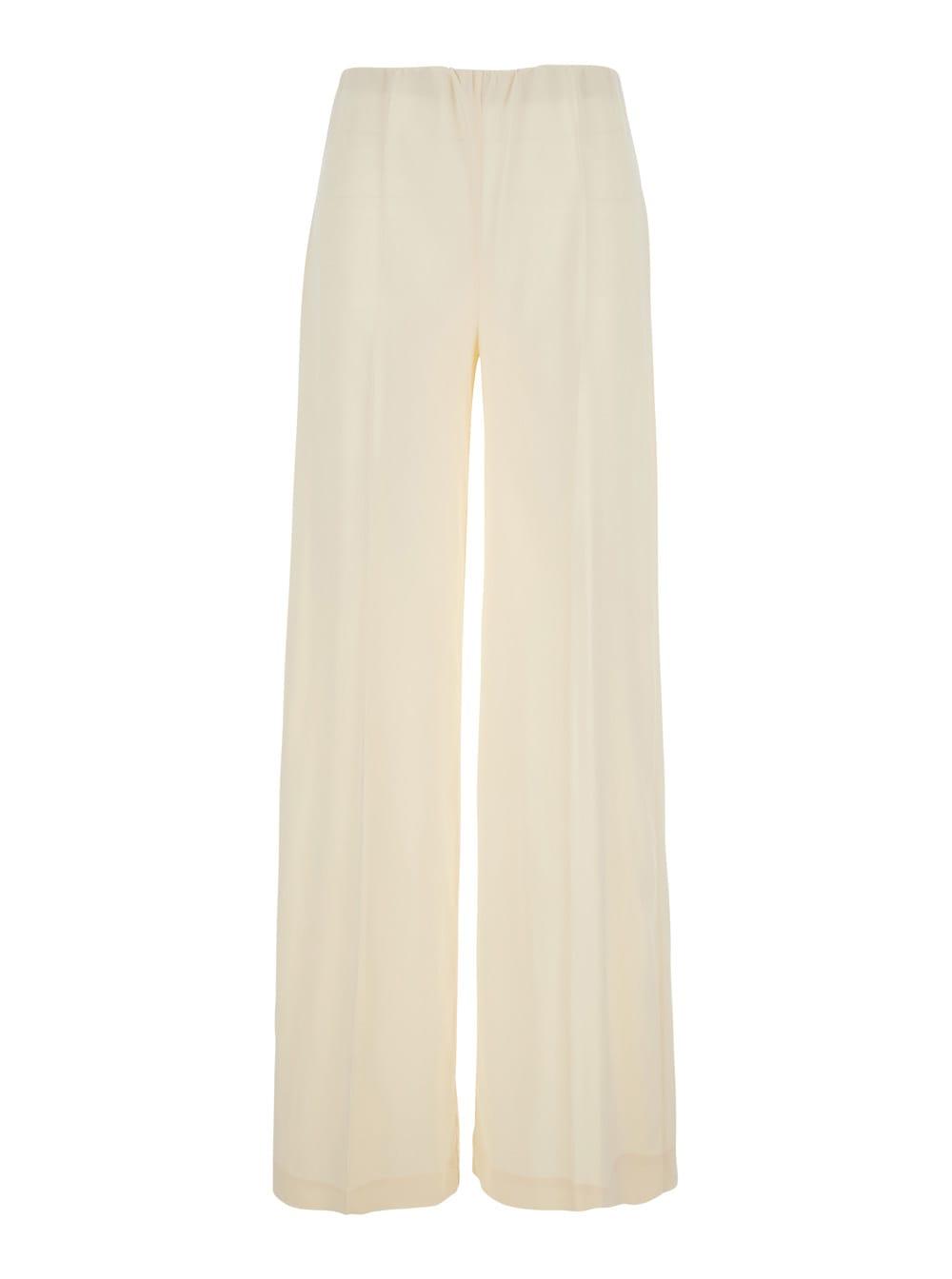 jucca white fabric elasticated waist pants for women