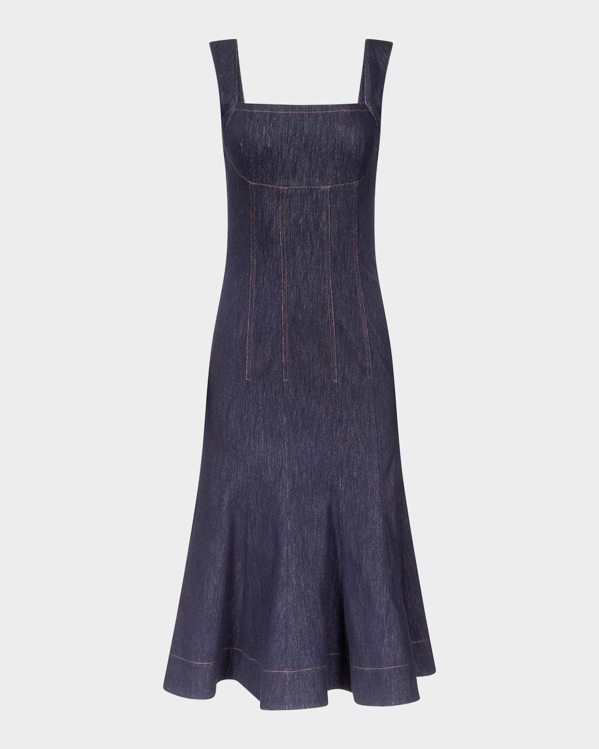 jude sleeveless square-neck denim midi dress