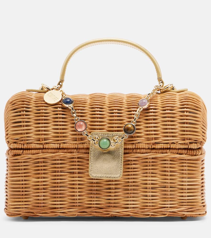 judith leiber couture isla embellished wicker top