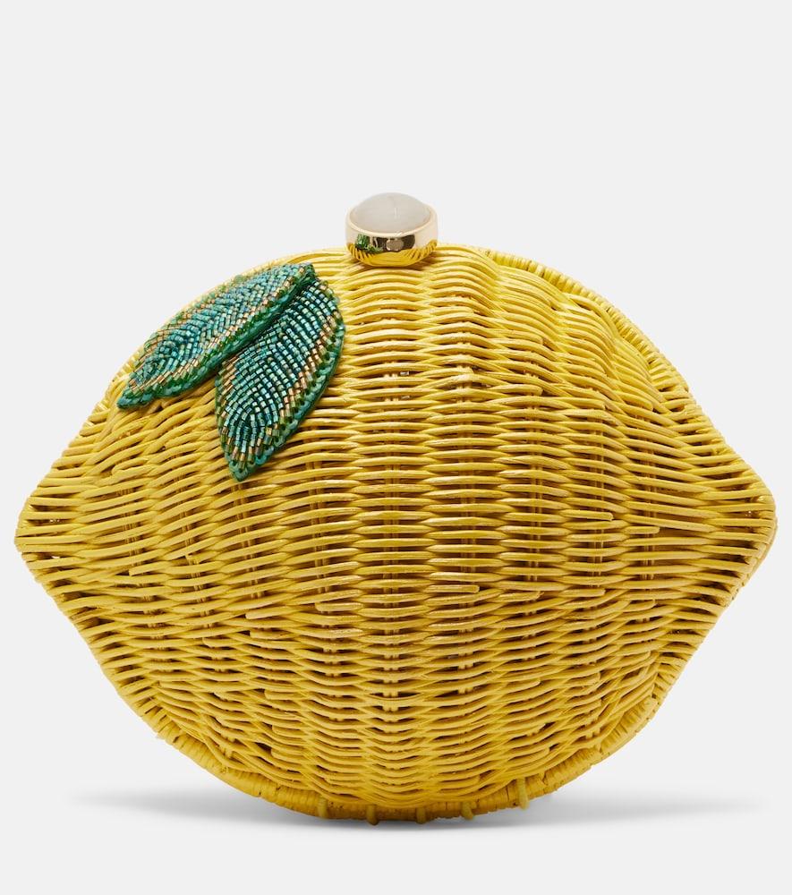 judith leiber couture lemon wicker clutch