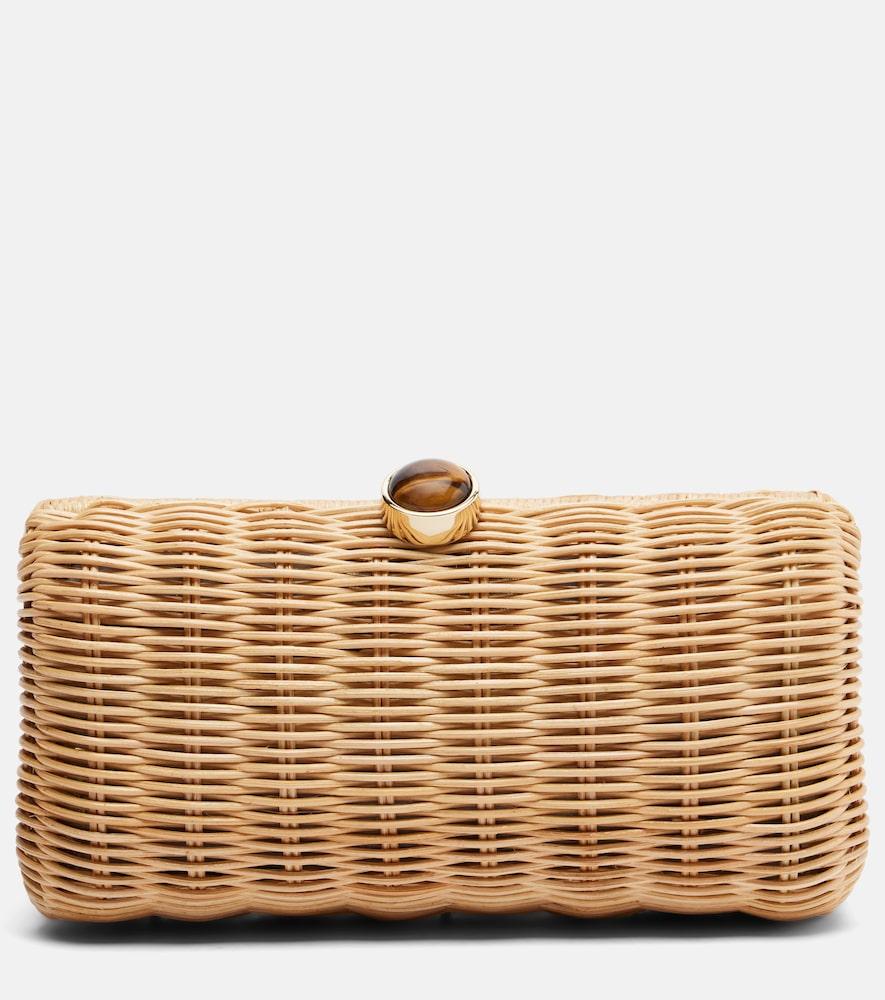 judith leiber couture poppy embellished wicker clutch