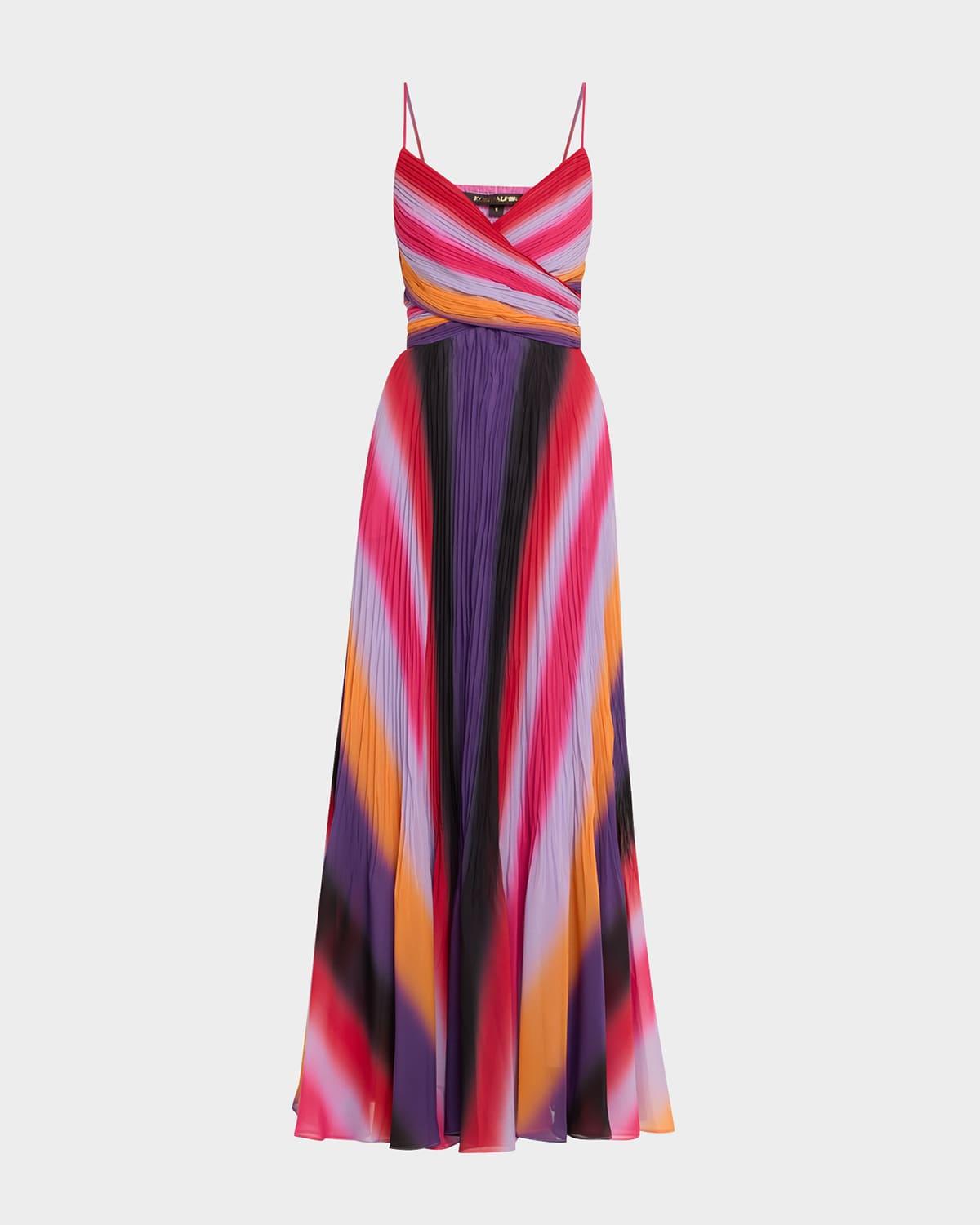 jules pleated ombre striped maxi dress