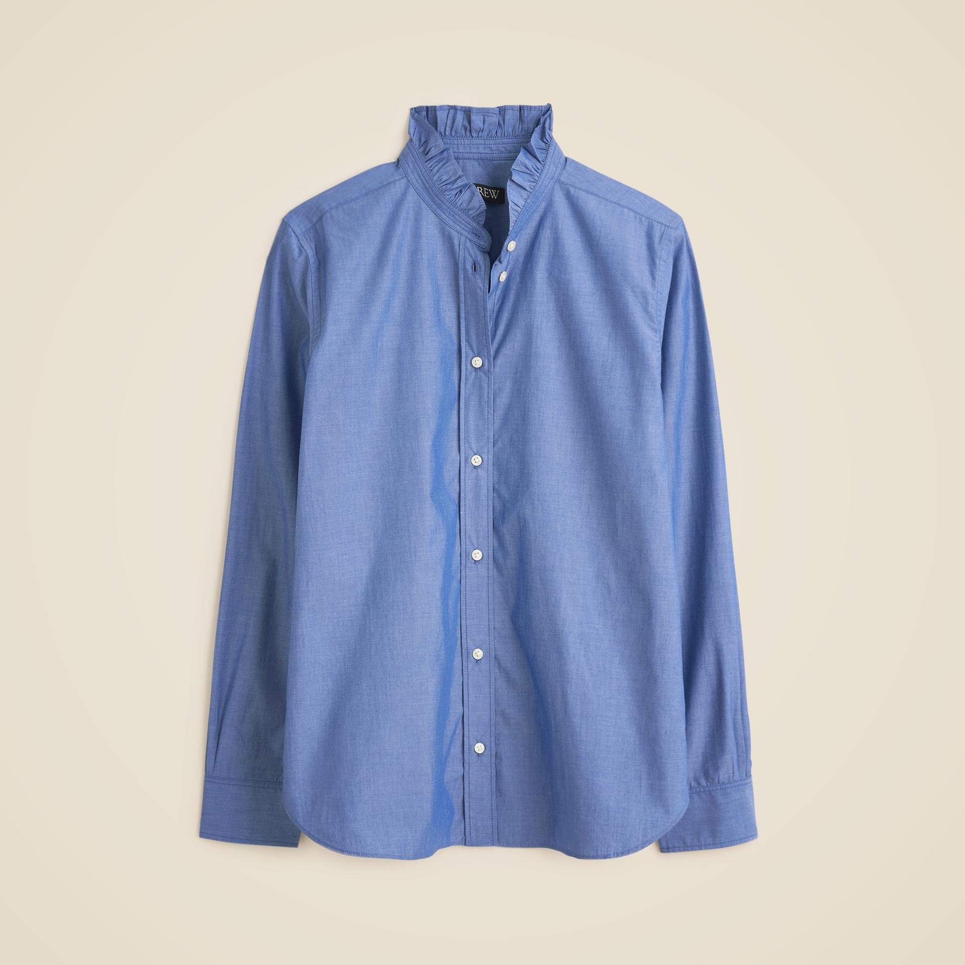 jules ruffle-collar shirt in cotton poplin