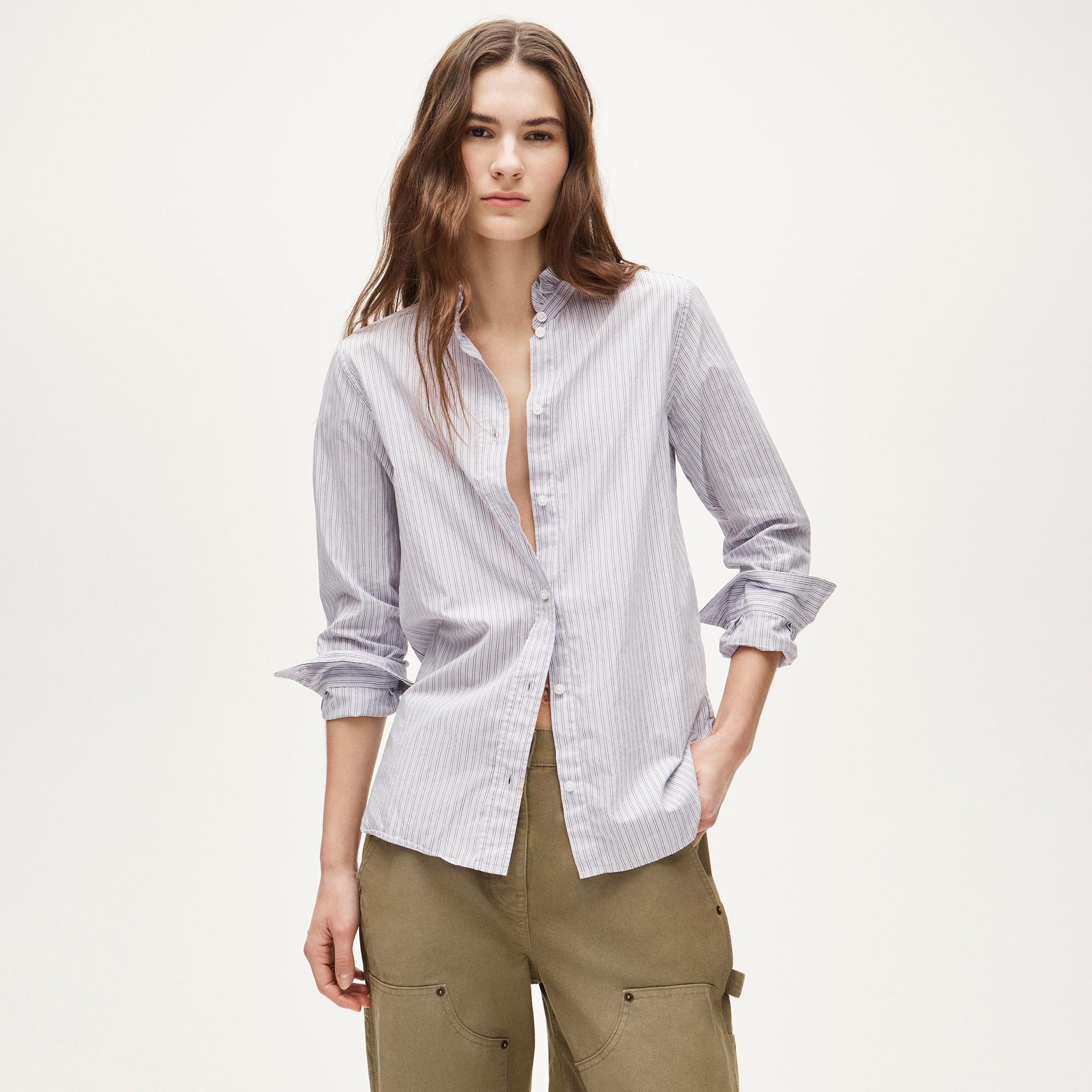 jules ruffle-collar shirt in cotton poplin