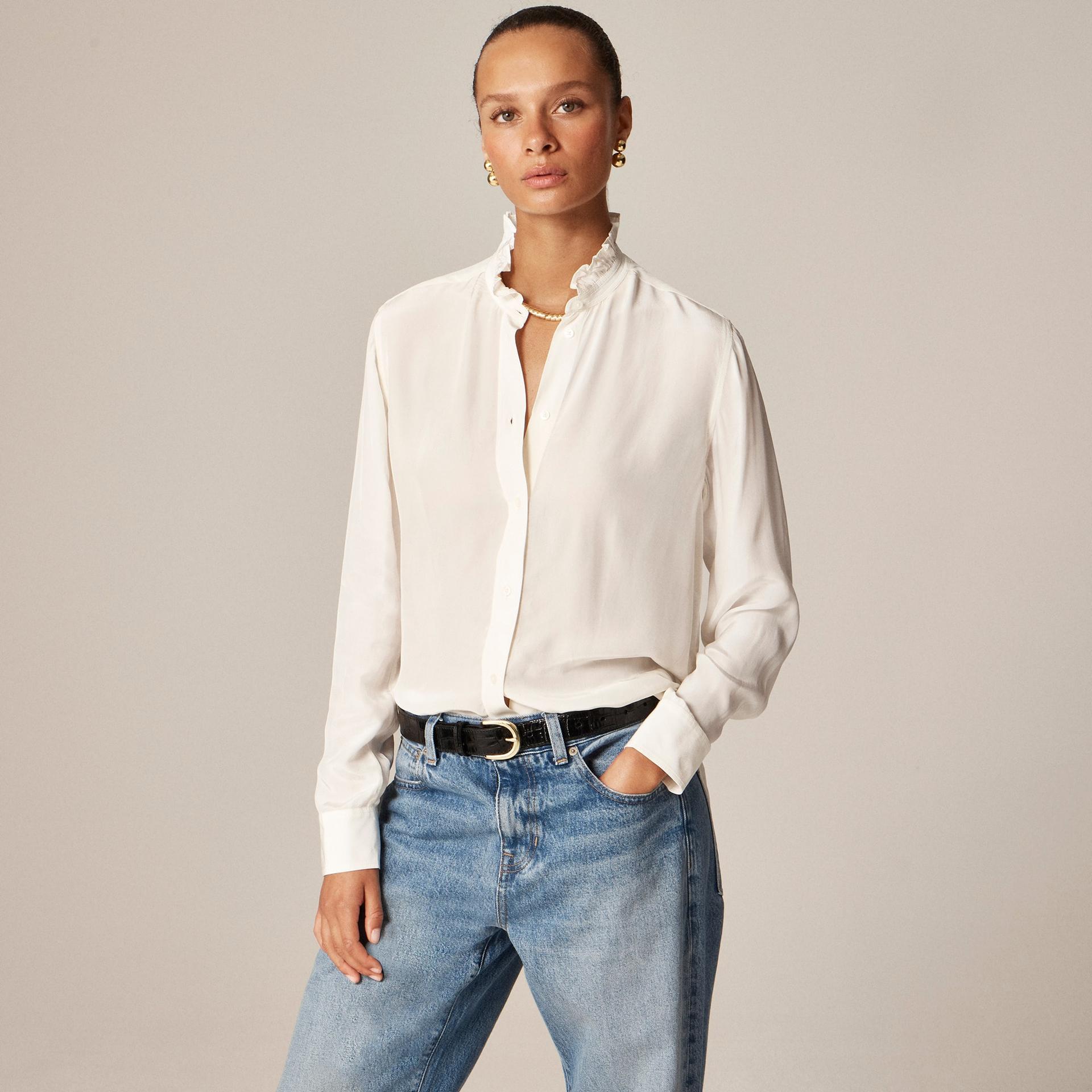 jules ruffle-collar shirt in crepe de chine