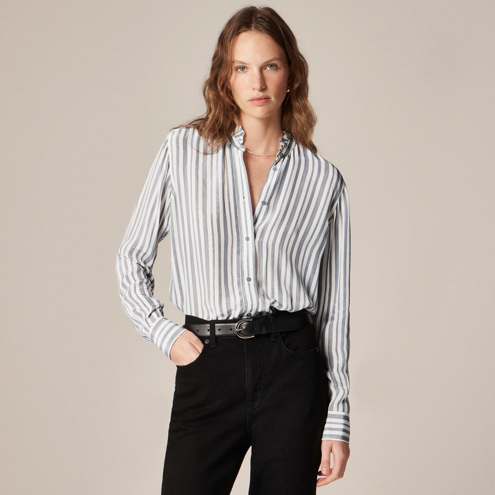 jules ruffle-collar shirt in crepe de chine
