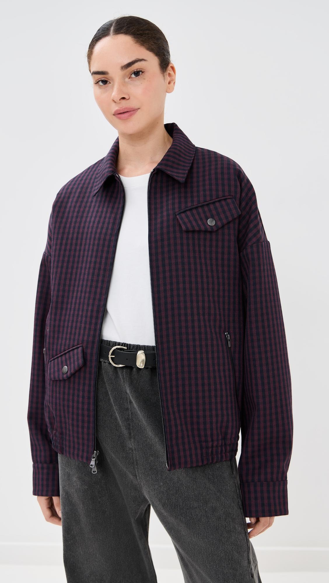 jules wool gingham bomber jacket