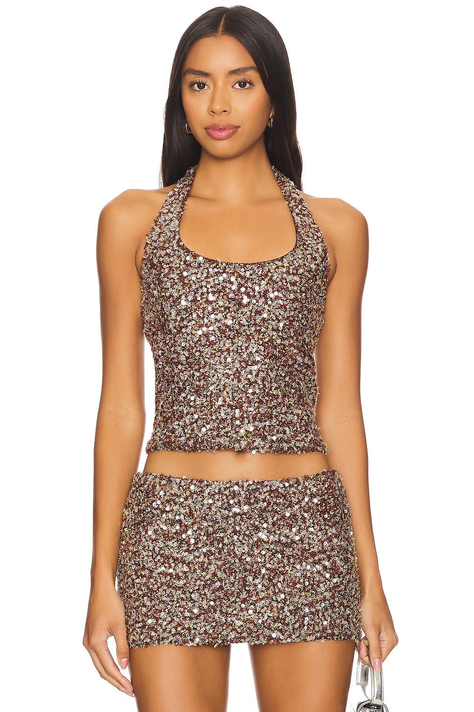 juli fitted sequined halterneck top